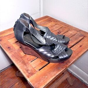 Cole Haan Metallic Open Toe Wedge Sandals